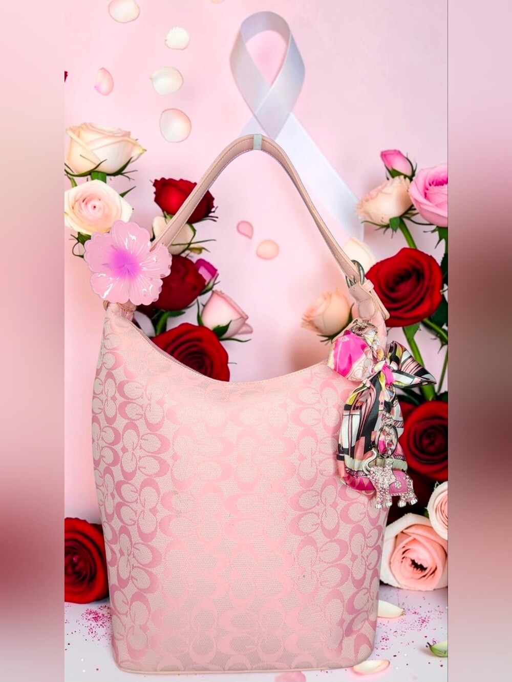 Powdered Pink Colorway G Pattern Hobo Bag With Accesories NWOT